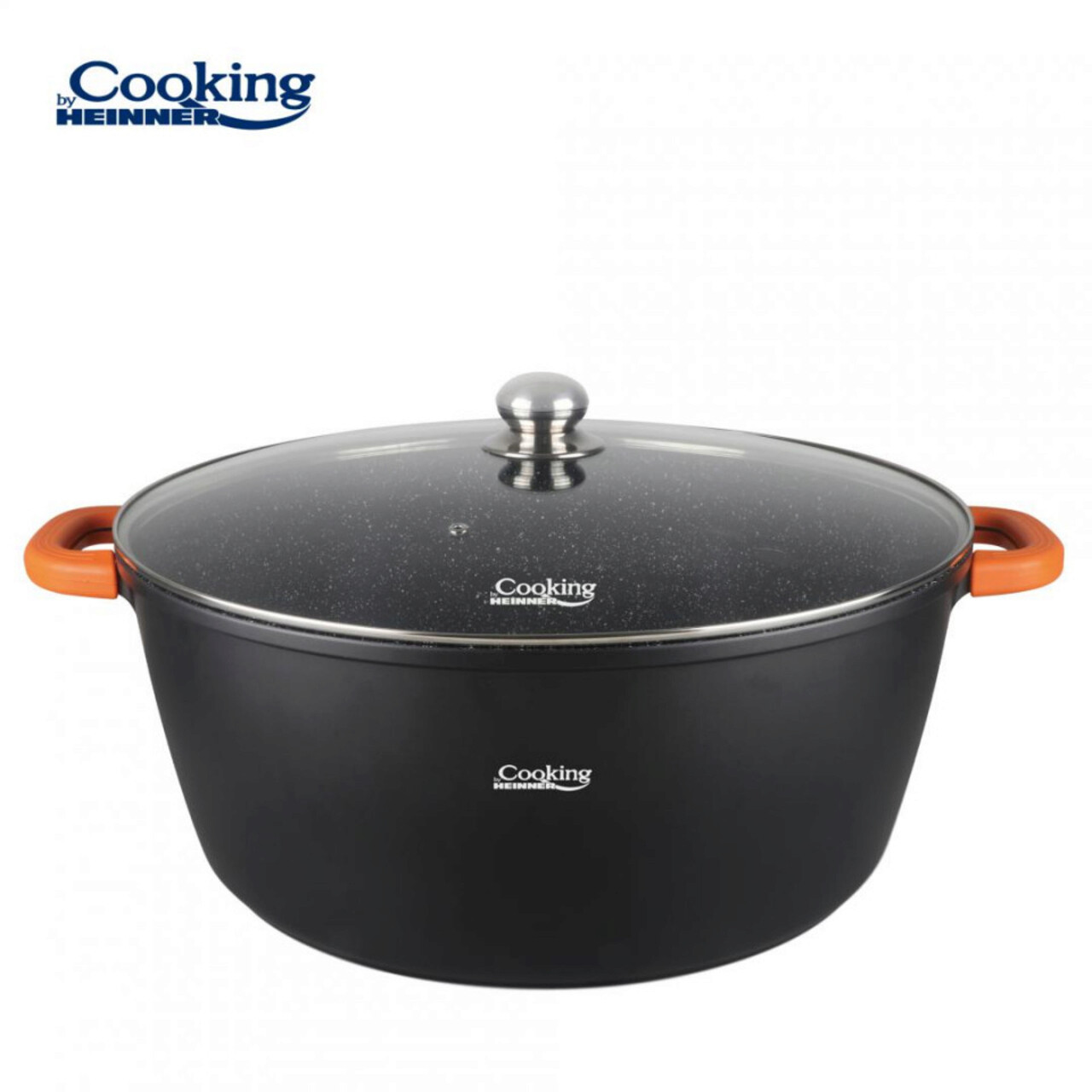 Semioala cu capac, Cooking by Heinner, Dark Line, 44 x 19 cm, 23 L, aluminiu turnat, negru - imagine 5